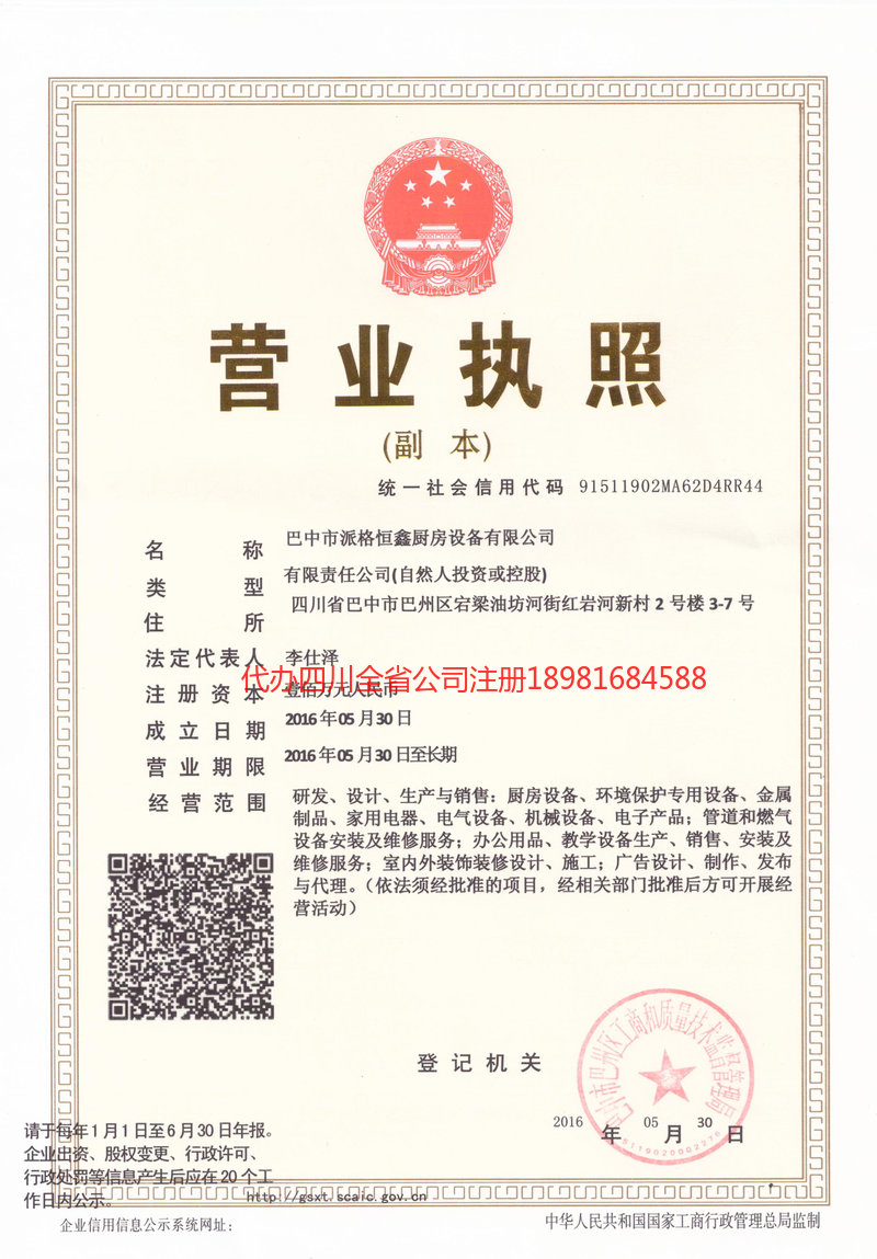 防城港防城港派格恒鑫厨房设备有限公司